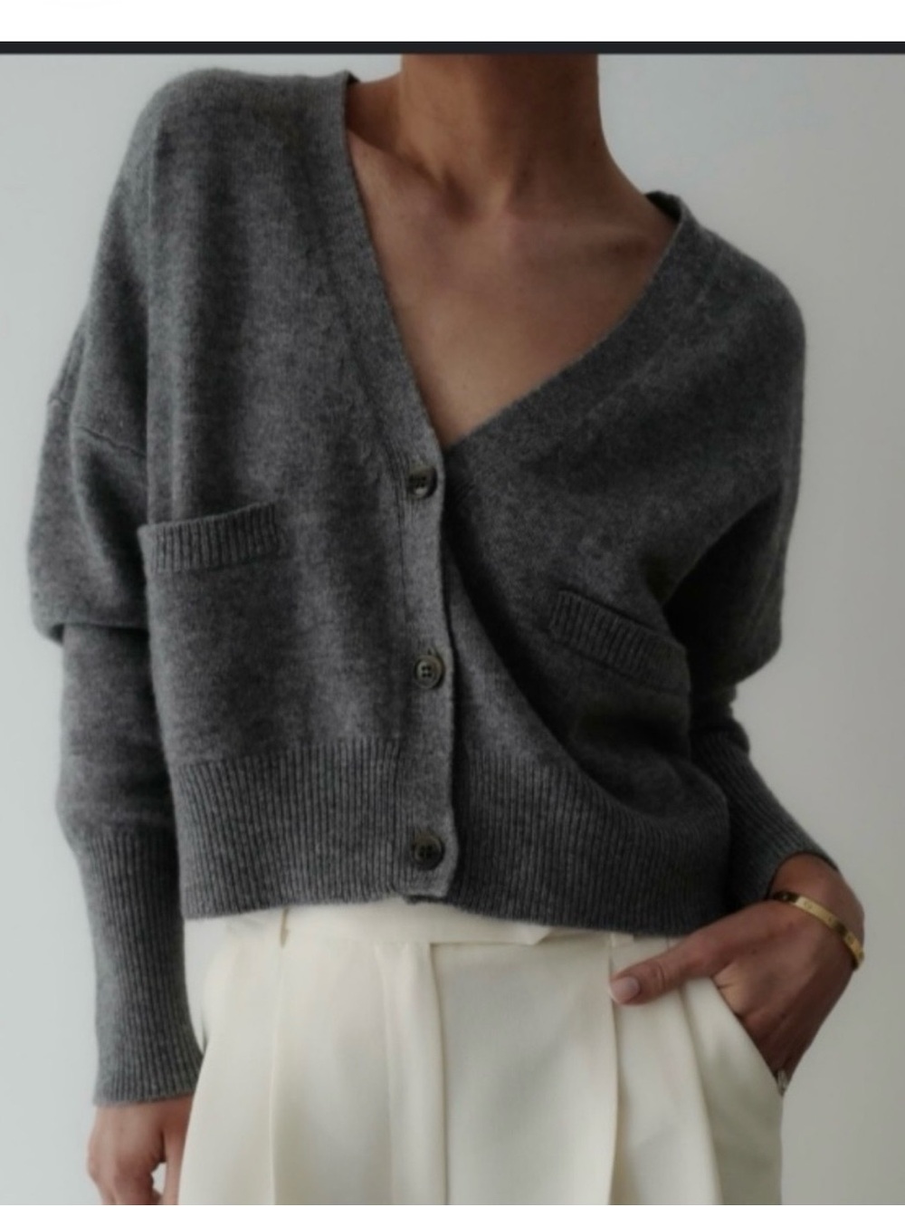 Almada Label Lille Grey Cashmere Wool Cardigan